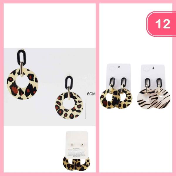 ANIMAL PRINT DANGLE EARRINGS (12 UNITS)