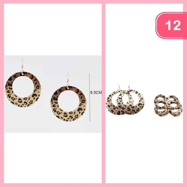 LEOPARD PRINT DANGLE EARRINGS (12 UNITS)