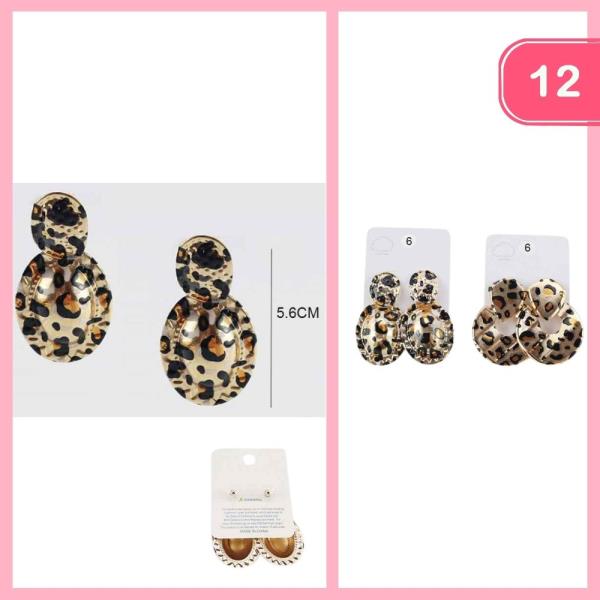LEOPARD POST DANGLE EARRING (12 UNITS)