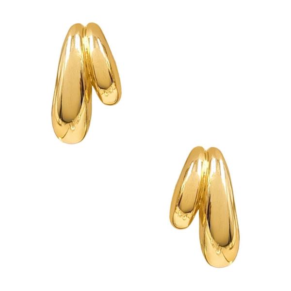 METAL DOUBLE HOOP STUD EARRING