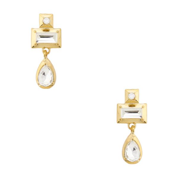 RHINESTONE GEOMETRIC DROP DANGLE EARRING