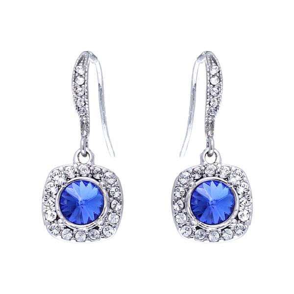 PREMIUM EUROPEAN CRYSTALS CLASSIC SQUARE HOOK EARRING