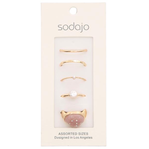 SODAJO PEARL BEAD METAL ASSORTED RING SET