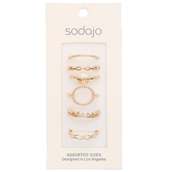 SODAJO SEASHELL METAL ASSORTED RING SET