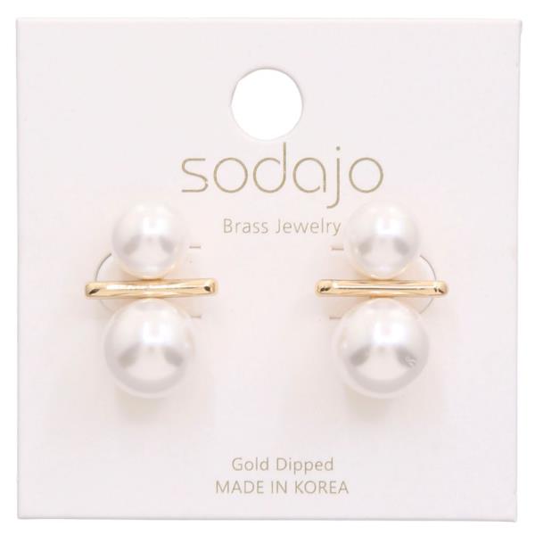 SODAJO PEARL BEAD GOLD DIPPED EARRING