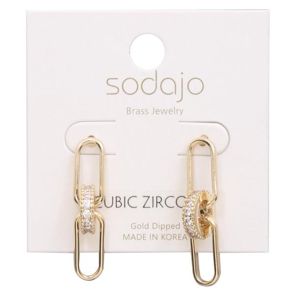 SODAJO OVAL LINK CZ GOLD DIPPED EARRING