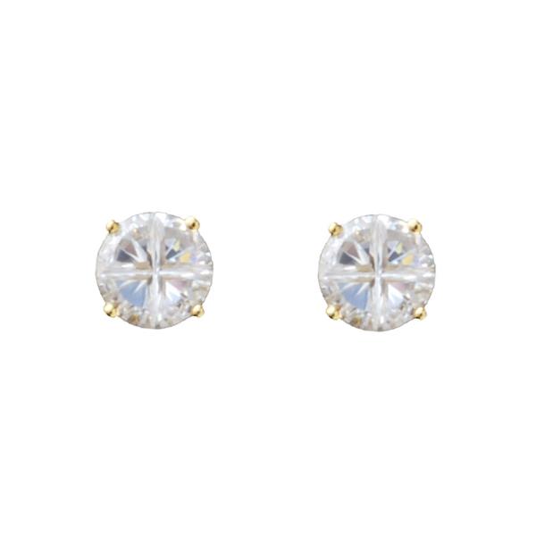CUBIC ZIRCONIA CUT ROUND STUD EARRING