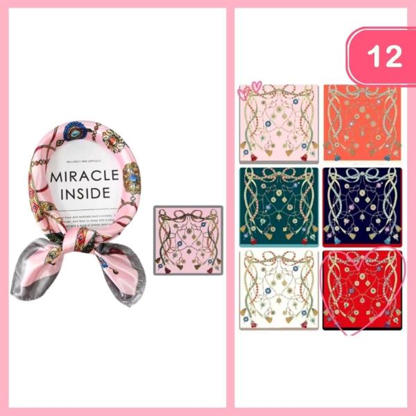 SQUARE PATTERN SILKY SCARF (12 UNITS)