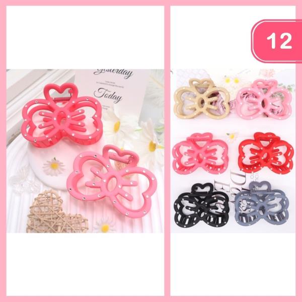 RHINESTONE BOW HAIR CLAW CLIP (12 UNITS)