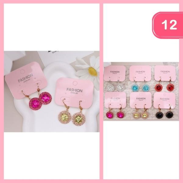 RHINESTONE DANGLE EARRINGS (12 UNITS)