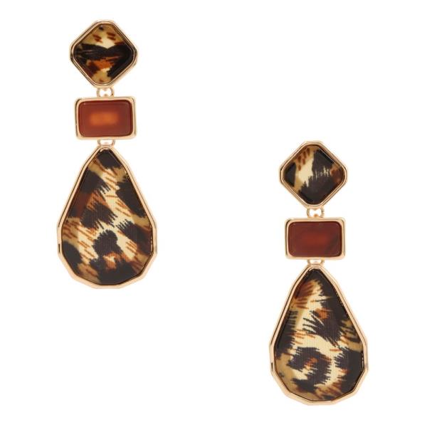 ANIMAL PRINT GEO SHAPE DANGLE EARRING