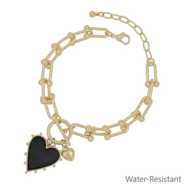 TOGGLE HEART EPOXY U LINK CHAIN BRACELET