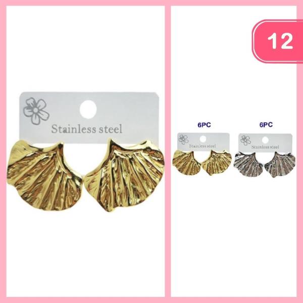 STAINLESS STEEL FAN STYLE EARRINGS (12 UNITS)