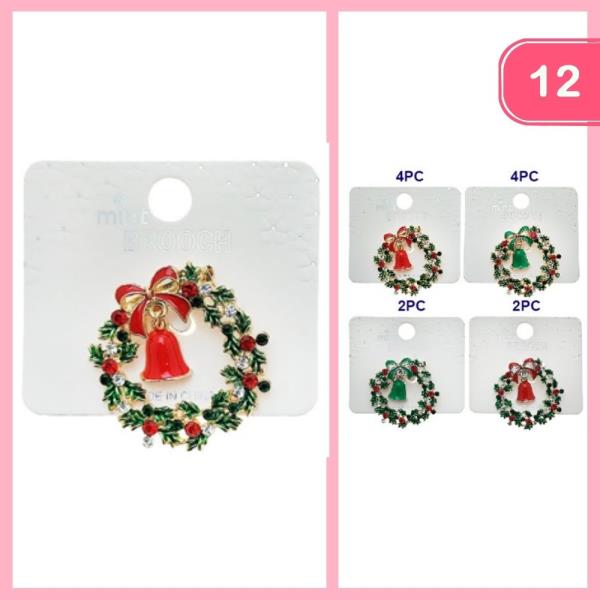 CHRISTMAS WREATH BROOCH (12 UNITS)