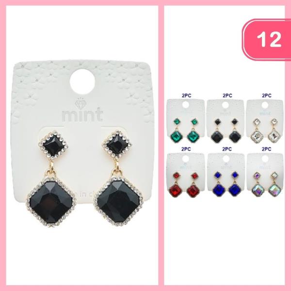 RHINESTONE DANGLE EARRING (12 UNITS)