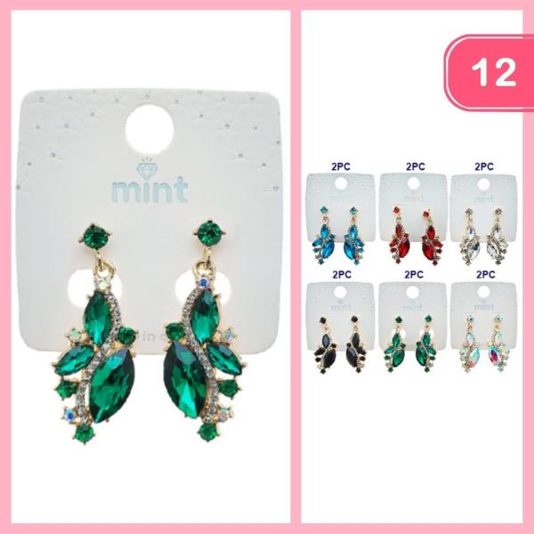 RHINESTONE DANGLE EARRING (12 UNITS)