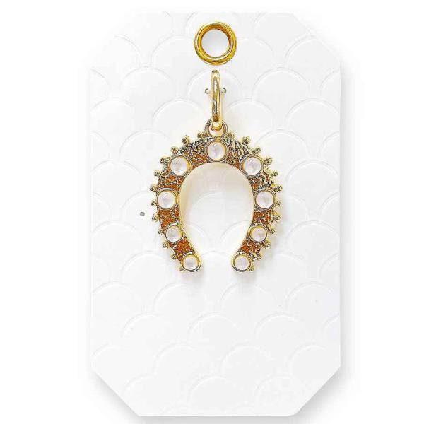 STONE HORSESHOE METAL BAG CHARM