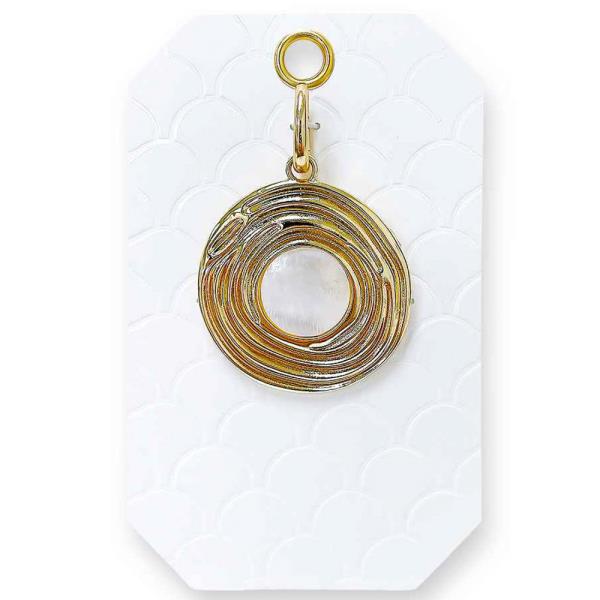 STONE ROUND METAL BAG CHARM