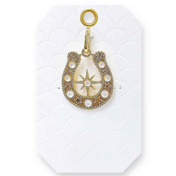 STONE STAR HORSESHOE METAL BAG CHARM