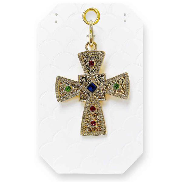 RHINESTONE METAL CROSS BAG CHARM