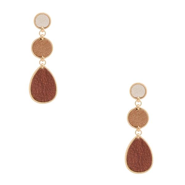 TEXTURED ROUND TEARDROP LINK DANGLE EARRING