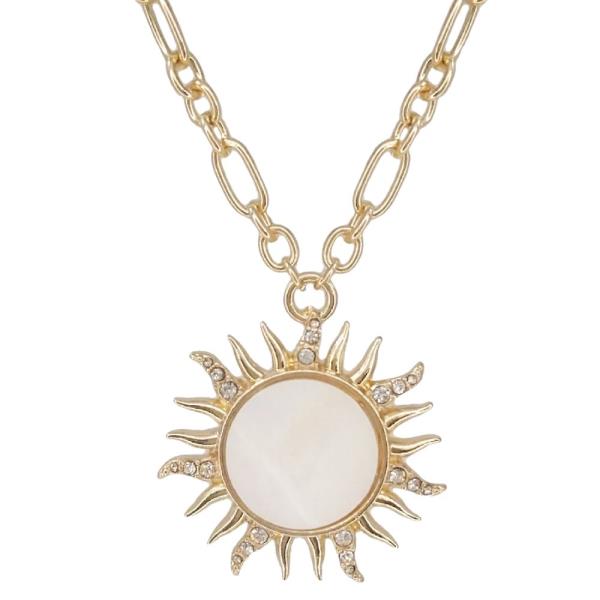 SUN SHAPE PENDANT METAL NECKLACE