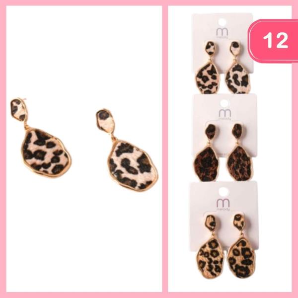 SCULPTED CHEETAH FUR DROP EARRING (12 UNITS)