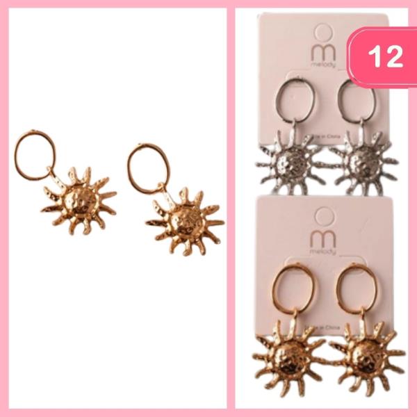 HAMMERED SUN CHARM RING EARRING (12 UNITS)