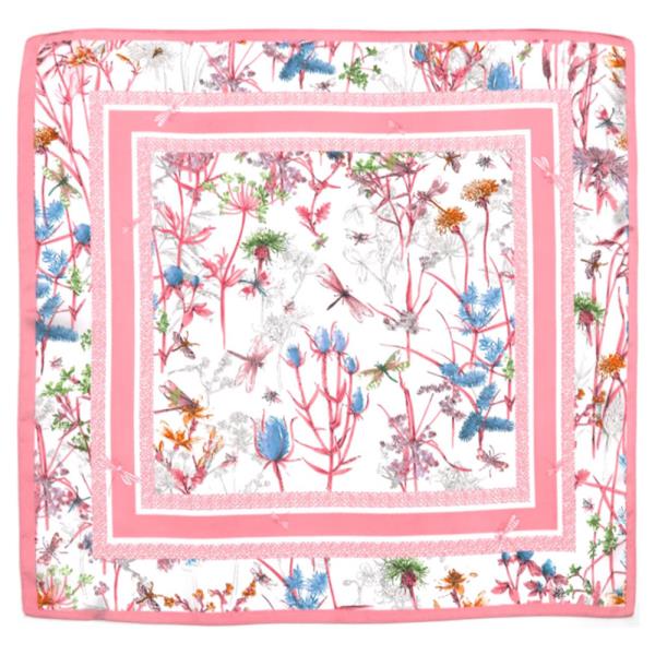 BOTANICAL FLORAL GARDEN PRINT SILKY BANDANA SQUARE NECK SCARF