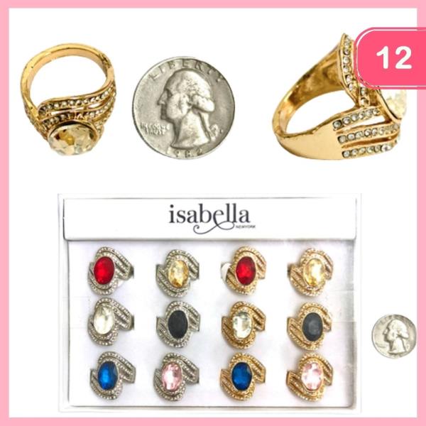 RHINESTONE RING (12 UNITS)