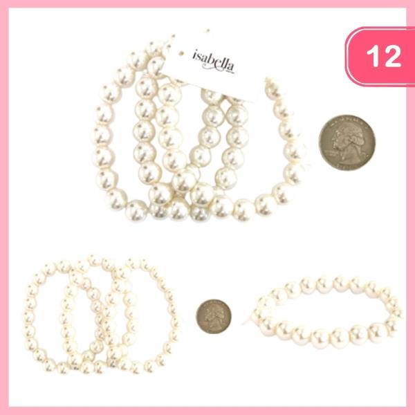 STACKABLE PEARL STRETCHABLE BRACELET (12 UNITS)