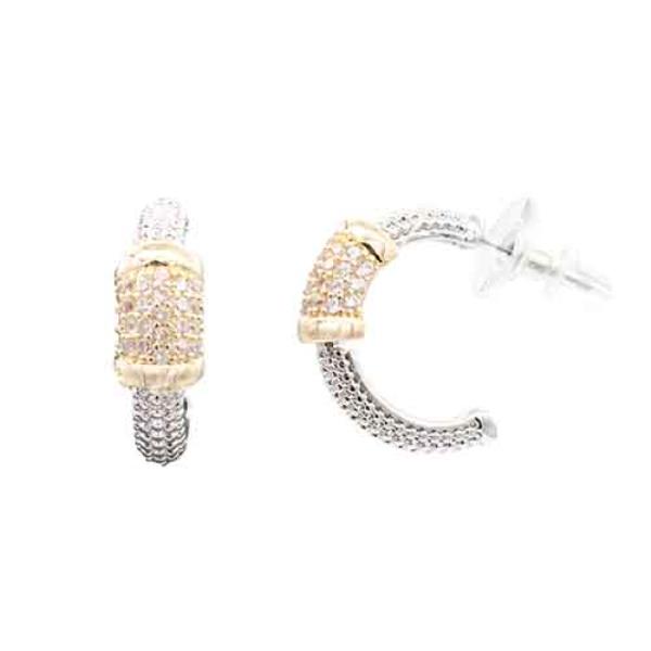 14K GOLD PLATED CLEAR CZ TWO TONE EARRING