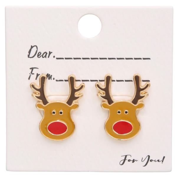 REINDEER CHRISTMAS STUD EARRING