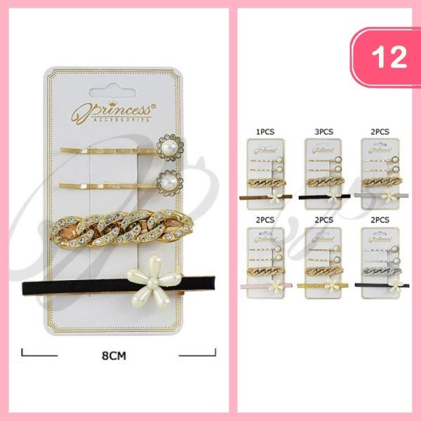 MULTI RHINESTONE HAIR PINS (12 UNITS)