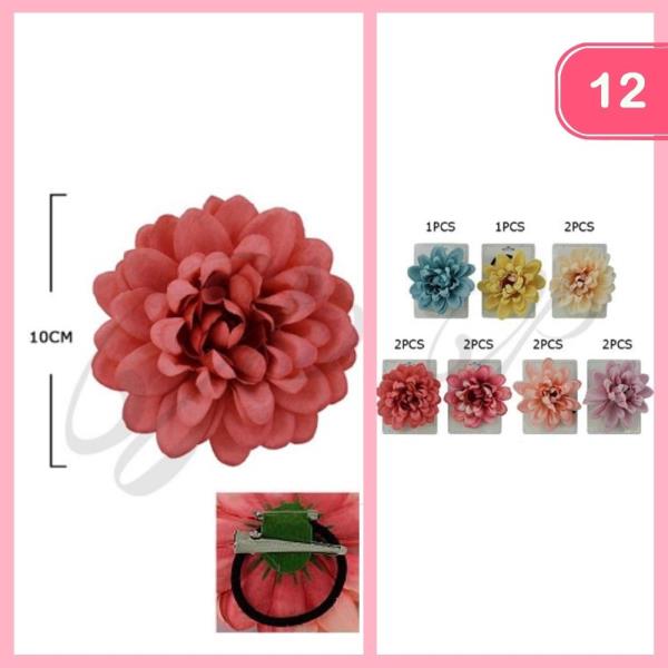 FLOWER HAIR TIES HAIR PIN (12 UNITS)