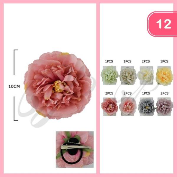 FLOWER HAIR TIES HAIR PIN (12 UNITS)