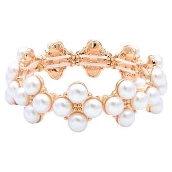 GOLD PLATED WITH SQUARE PEARL STRETCH BRACELET