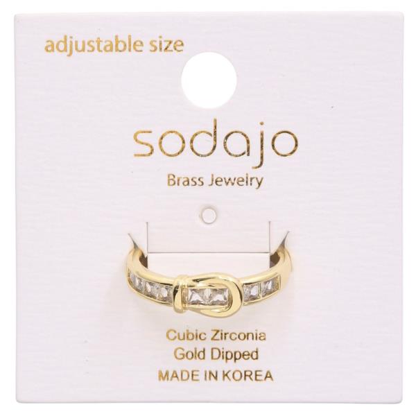 SODAJO CZ GOLD DIPPED BUCKLE SHAPE ADJUSTABLE RING