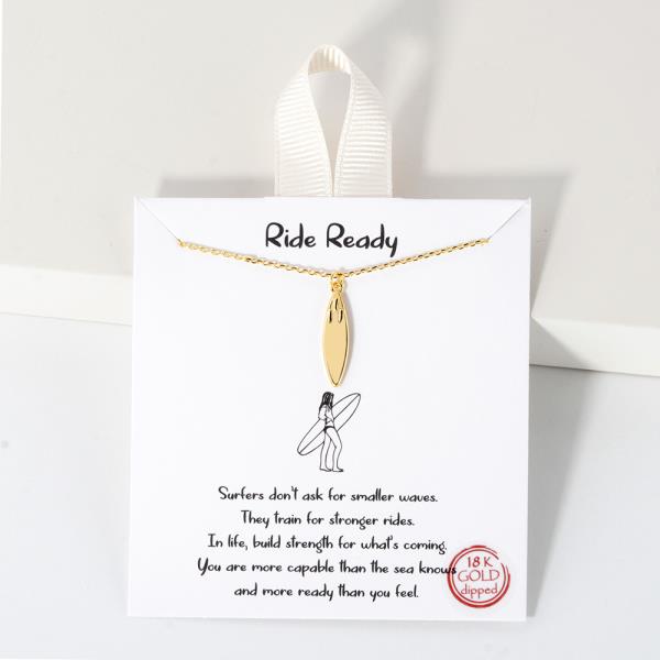 18K GOLD RHODIUM RIDE READY SURFBOARD PENDANT NECKLACE