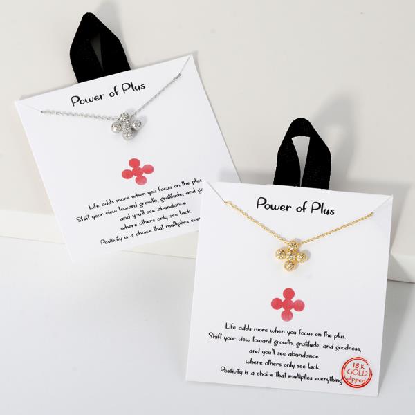 18K GOLD RHODIUM POWER OF PLUS BALL PENDANT NECKLACE