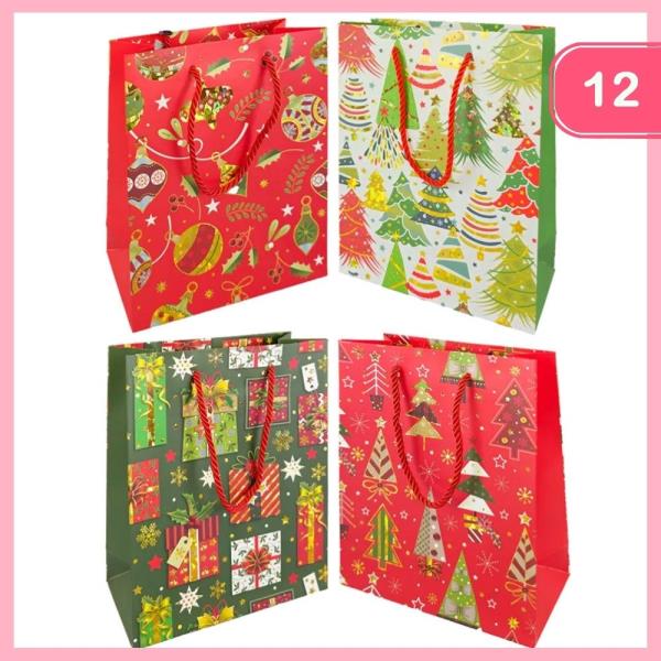 MEDIUM CHRISTMAS DECORATION GIFT BAG (12 UNITS)