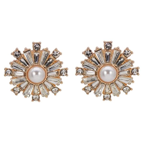PEARL RHINESTONE SUN STUD EARRING