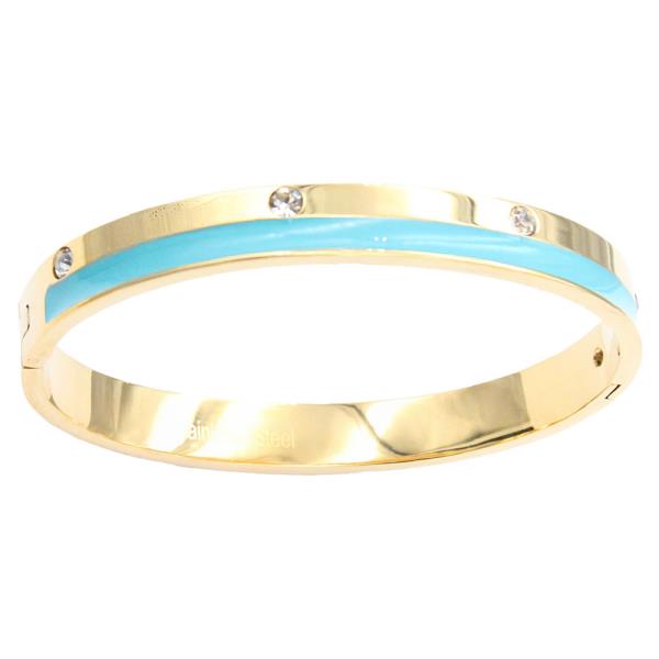 GOLD PLATED STAINLESS STEEL COLOR HINGED BANGLE BRACELET