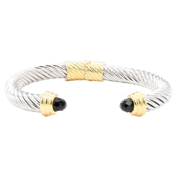 14K GOLD PLATED TWO TONE CABLE CUFF BRACELET