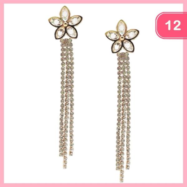 FLOWER TASSEL RHINESTONE EARRING (12 UNITS)