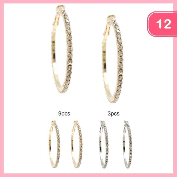 RHINESTONE HOOP EARRING (12 UNITS)