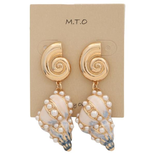 SEASHELL METAL DANGLE EARRING