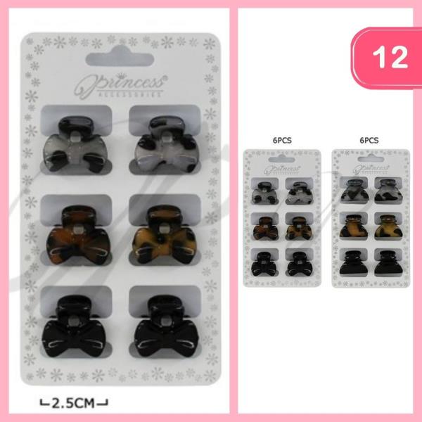 BOW MIXED MINI HAIR CLAW CLIPS (12 UNITS)