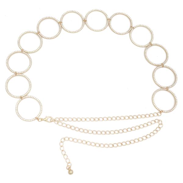 RHINESTONE PAVE CIRCLE LINKED RS CHAIN BELT