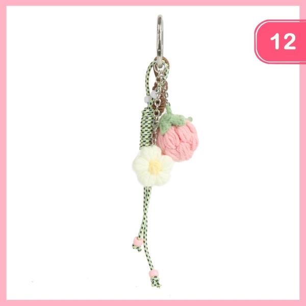 CROCHET FRUIT BAG CHARM KEYCHAIN (12 UNITS)